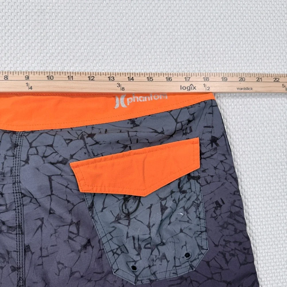 Hurley Phantom JJF Board Shorts Mens 36 L Grey Orange Cracked Ice Swim Trunks 21